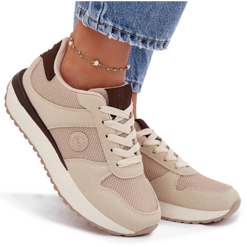 Dámské Tenisky Na Pltformě Big Star Pohodlné TT274275 Béžové 37