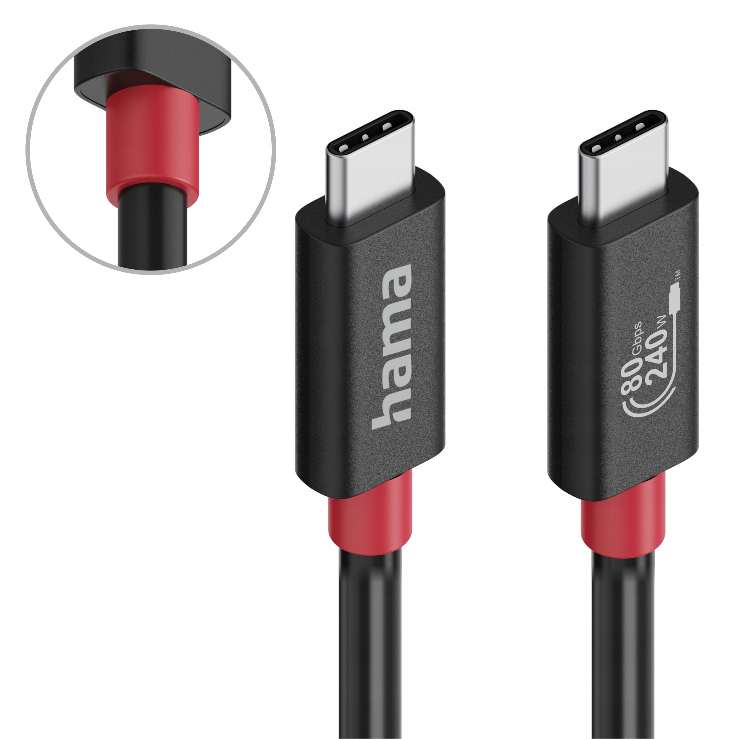 Hama USB-C-Kabel E-MarkerUSB4 Gen4 transfer 80 Gbit/s 5 A 240 W 1m
