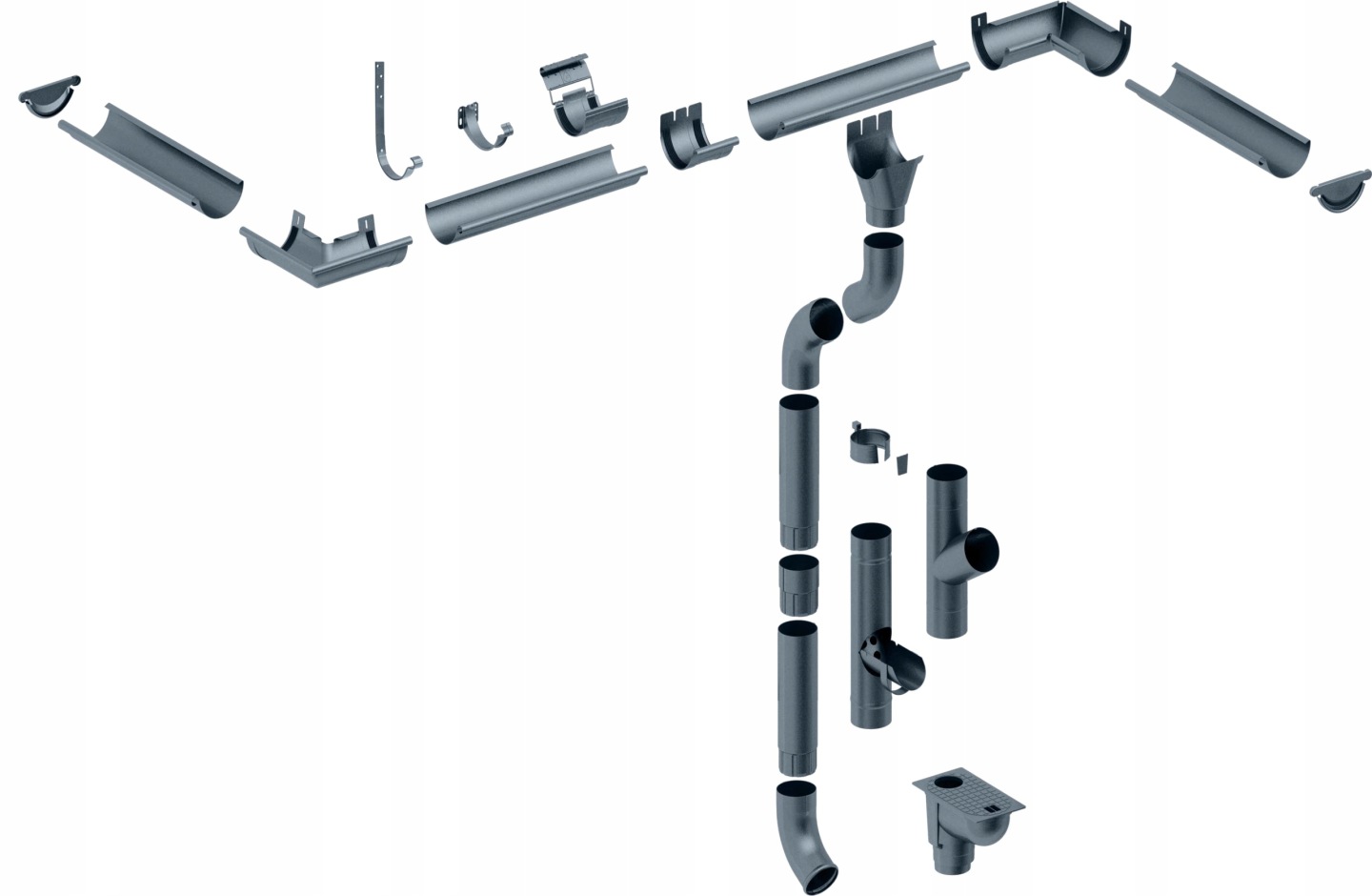 Złączka rury systemu Flamingo Budmat 100 mm metal. antracyt 044, RAL 9007