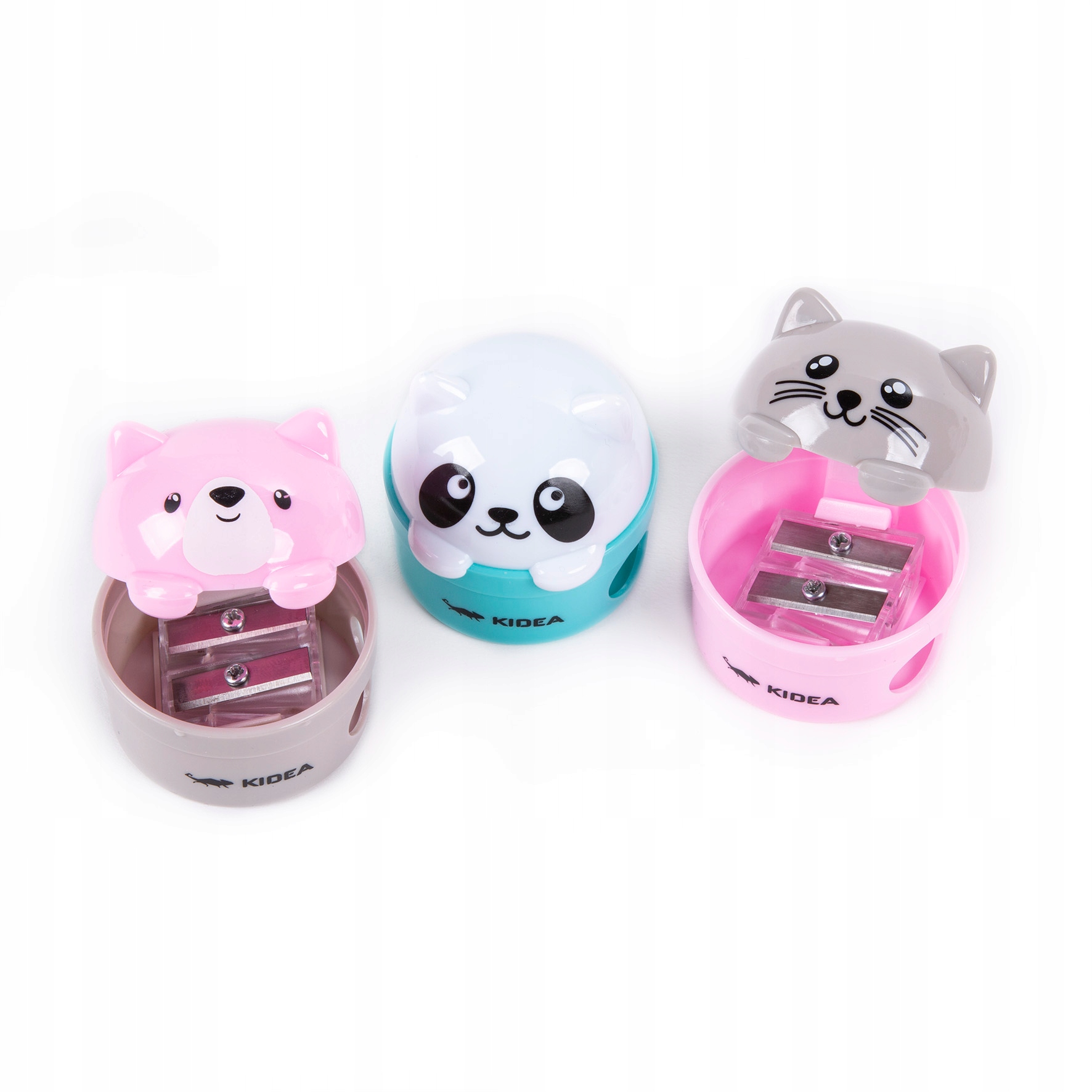 KIDEA Temperówka zwierzaki podwójna z pojemnikiem na grube i cienkie kredki Marka Kidea