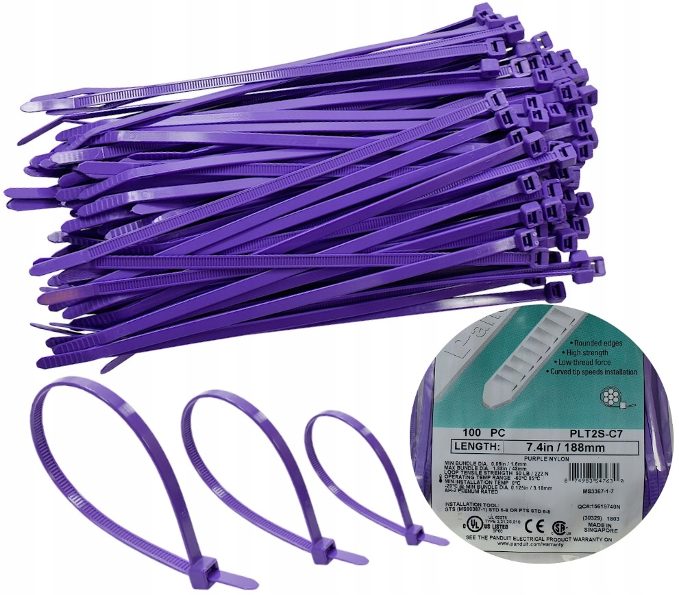 

Opaski Zaciskowe Kablowe Trytki Fioletowe 4,8X188