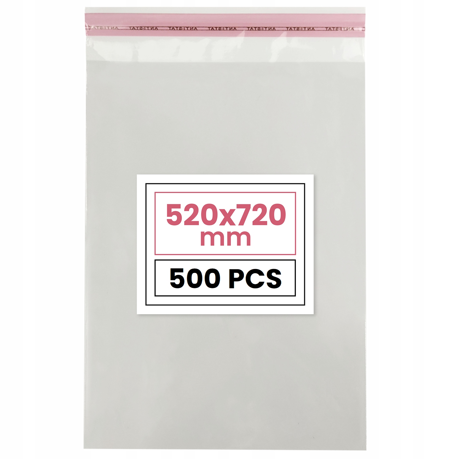 Woreczki foliowe zaklejane torebki celofanowe duże B2 52x72cm 500 sztuk