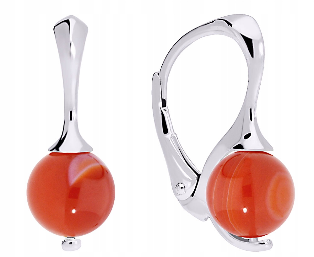 

Srebrne kolczyki pomarańczowe agat naturalny 925
