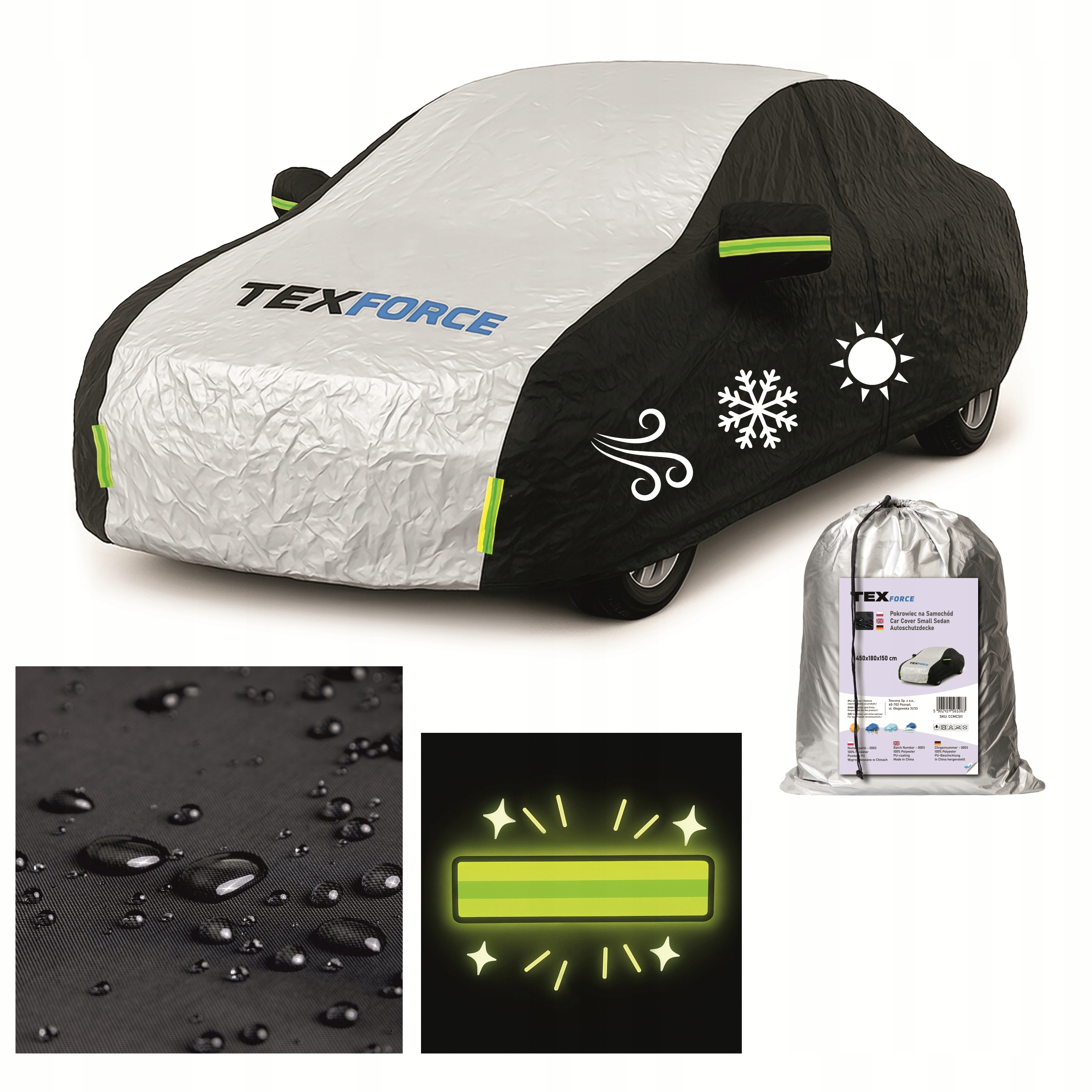 Obal na auto Sedan Krycí Plachta pro auto 445x180x150 cm Uv ochrana