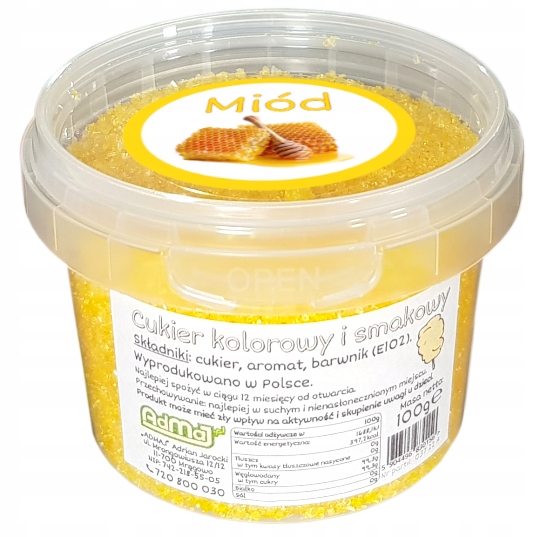 Cukier Do Waty Cukrowej Miód 100g Miodowy Żółty Wiaderko Marka AdMaJ