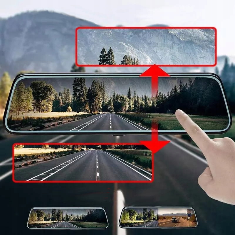 KAMERA SAMOCHODOWA WIDEOREJESTRATOR W LUSTERKU REJESTRATOR JAZDY PRZÓD TYŁ Złącza AV czytnik kart pamięci microUSB