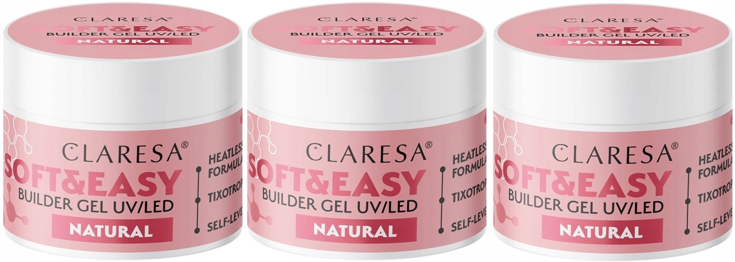 3 ks Stavební Gel Soft&Easy Builder Gel Natural 45G Claresa Multifunkční