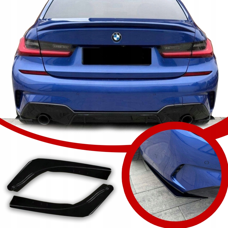 Bmw G20 G21 Zadní Boční Krytky Spoilerů Nárazník M-balíček Černý Lesk