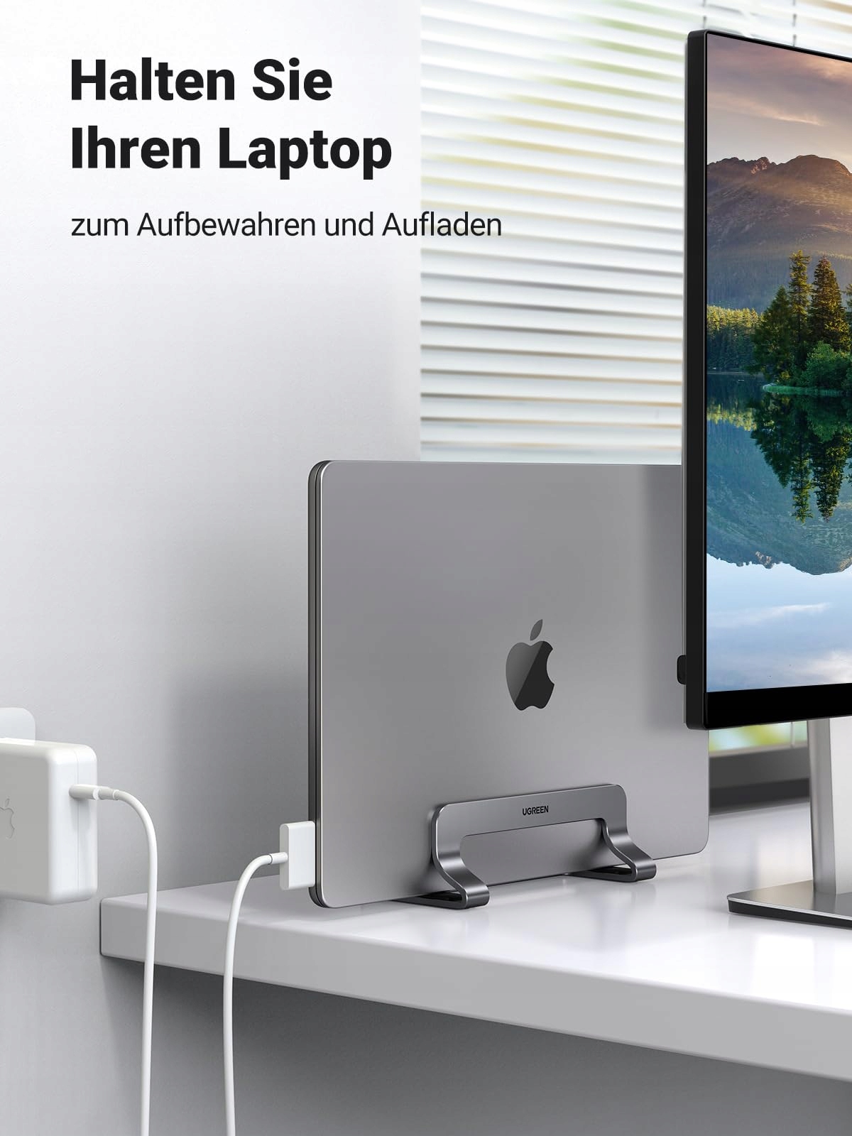 UGREEN Pionowy Aluminiowy Stojak Na Laptopa Z Termiczną Podstawką — miniatura 3