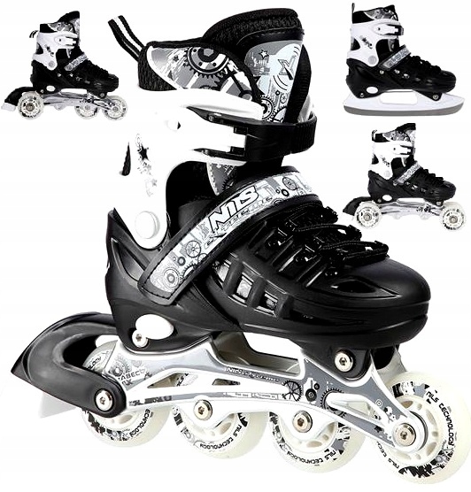 Nils Extreme NH10905 4v1 Brusle 2v1 Černá 39-42 s Led hokejovou tyčí