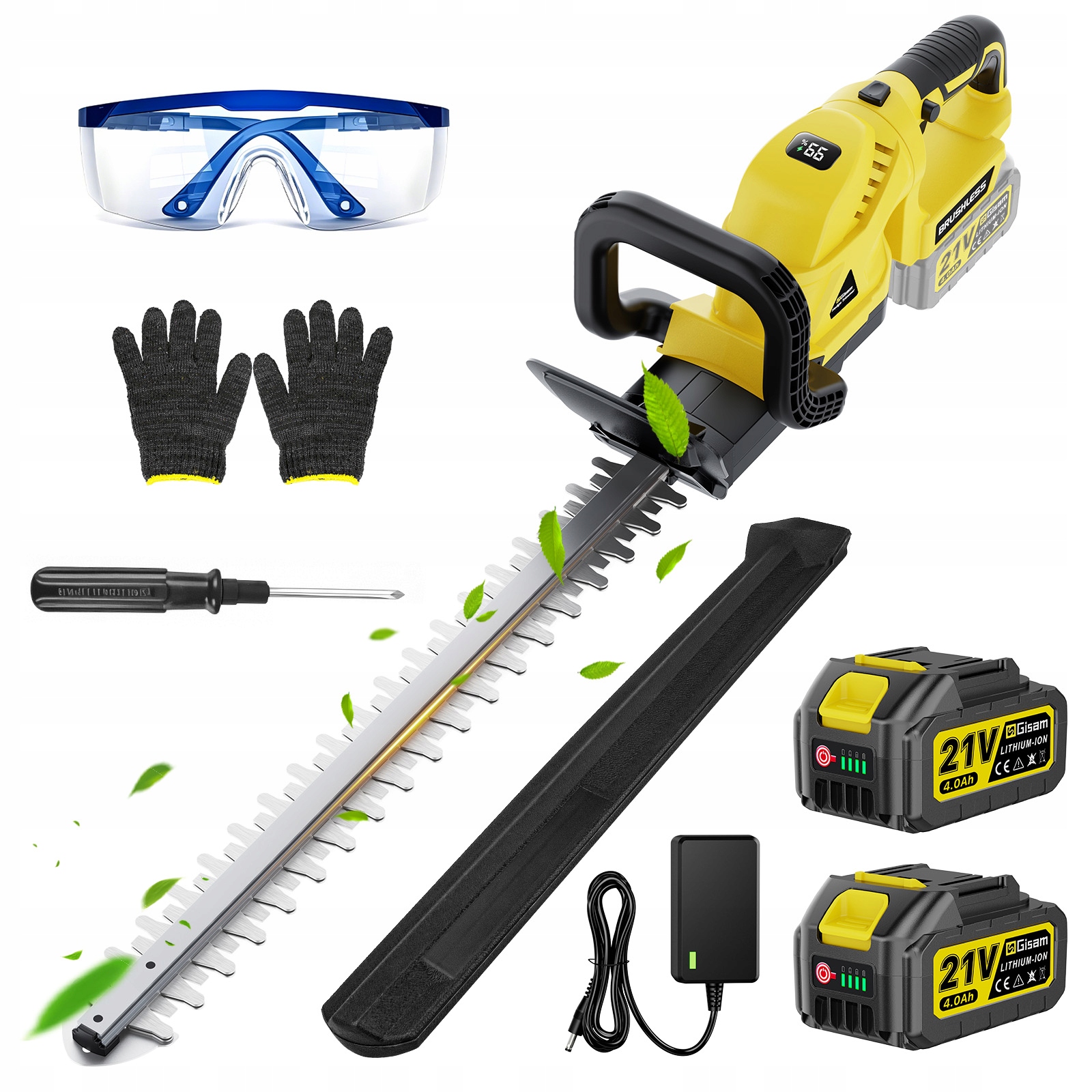 Elektrické Nůžky Na Živý Plot Stříhání Keřů Prořezávání Větví 52CM 2x 21V