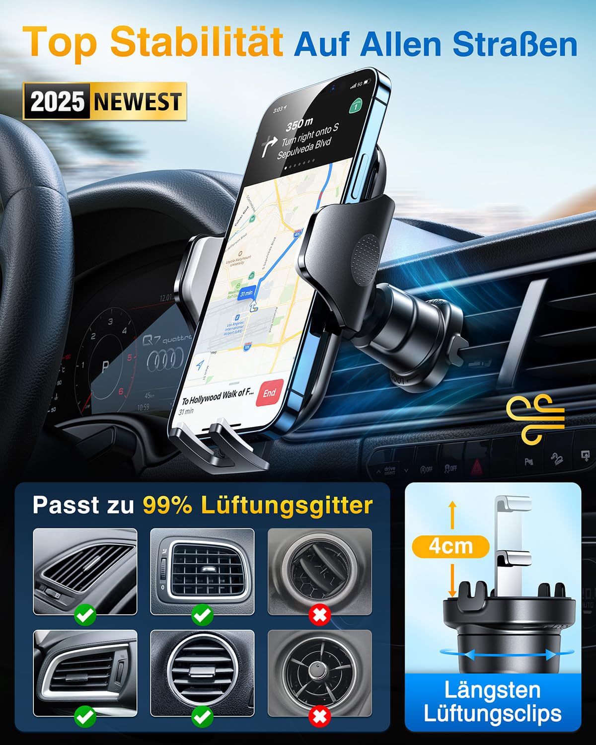 VANMASS Uchwyt Samochodowy 360° iPhone Android — miniatura 6