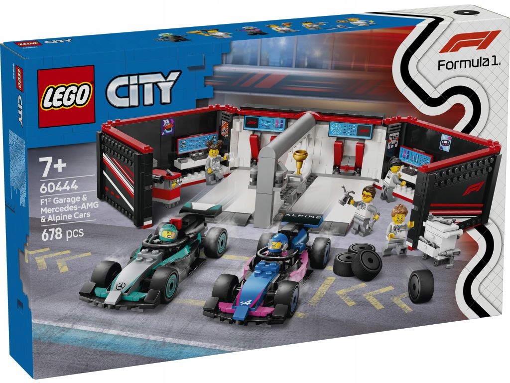 Lego 60444 City F1 Garáž a bolidy Mercedes-AMG a Alpine