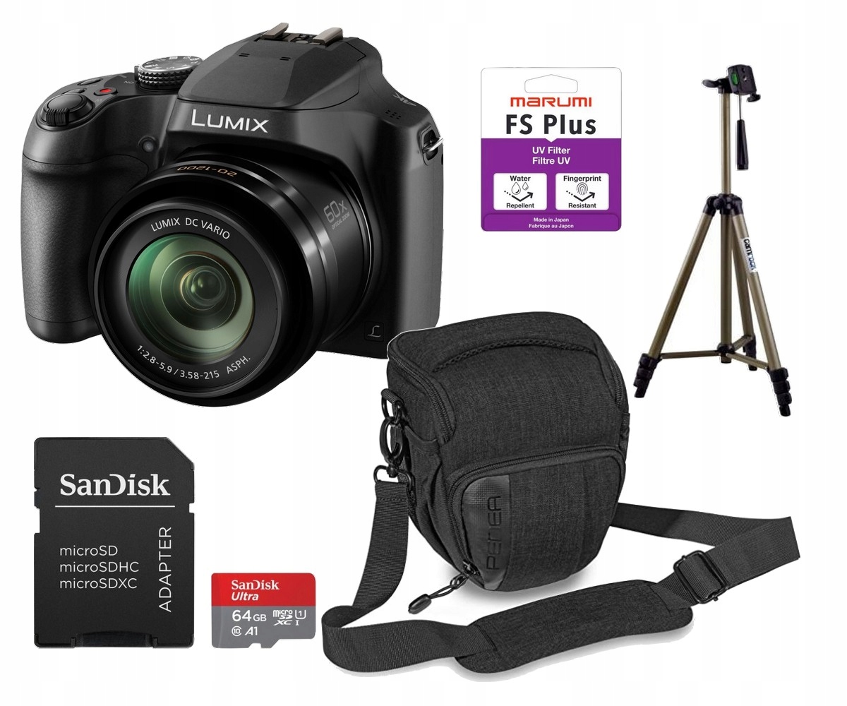 Fotoaparát Panasonic Lumix FZ82D 64GB karta taška filtr 55 mm Uv stativ