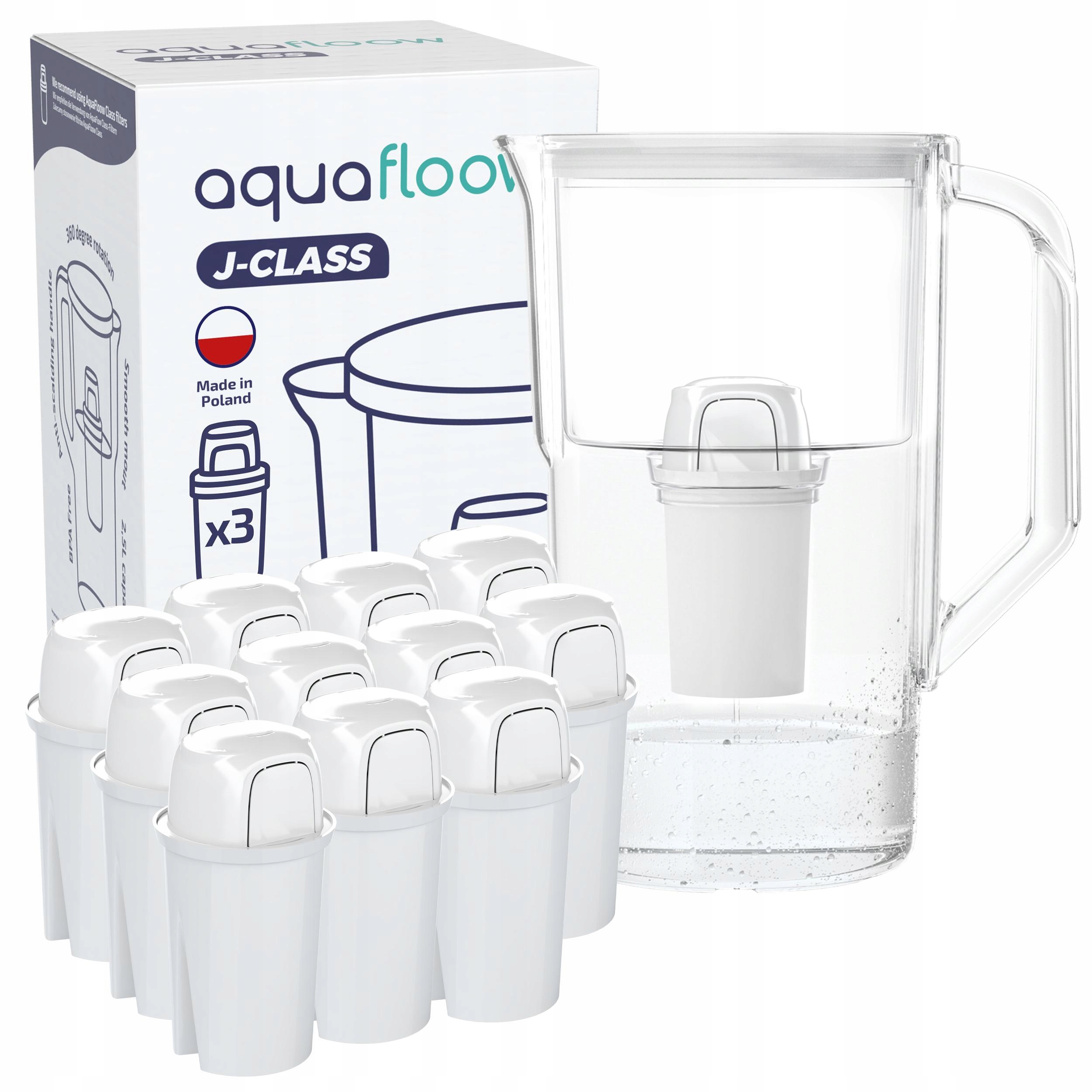 Filtrační konvice z plastu AquaFloow J-class 2,5 l 12 x filtr na vodu