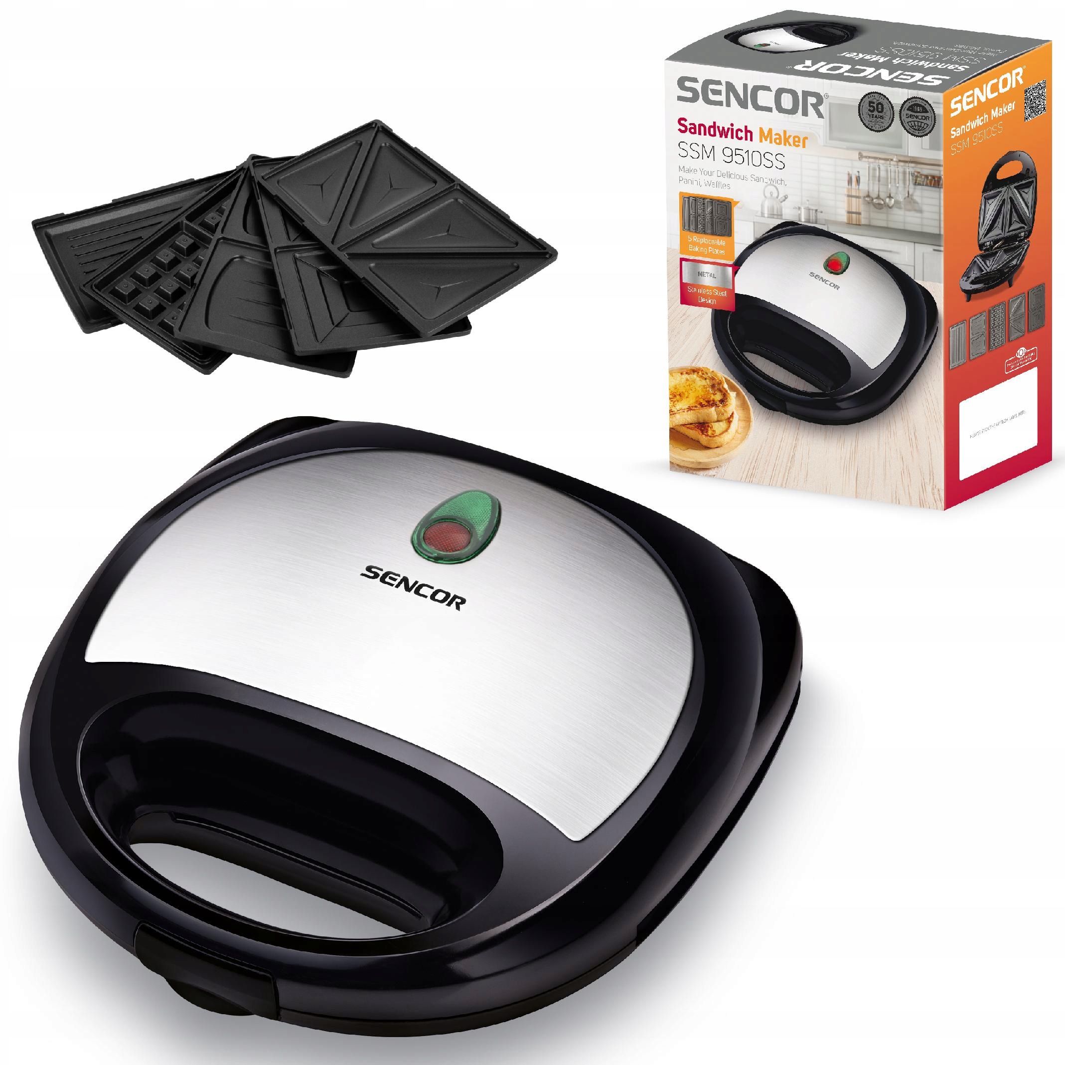 Sendvičovač Sencor Ssm 9510SS stříbrný/šedý 700 W