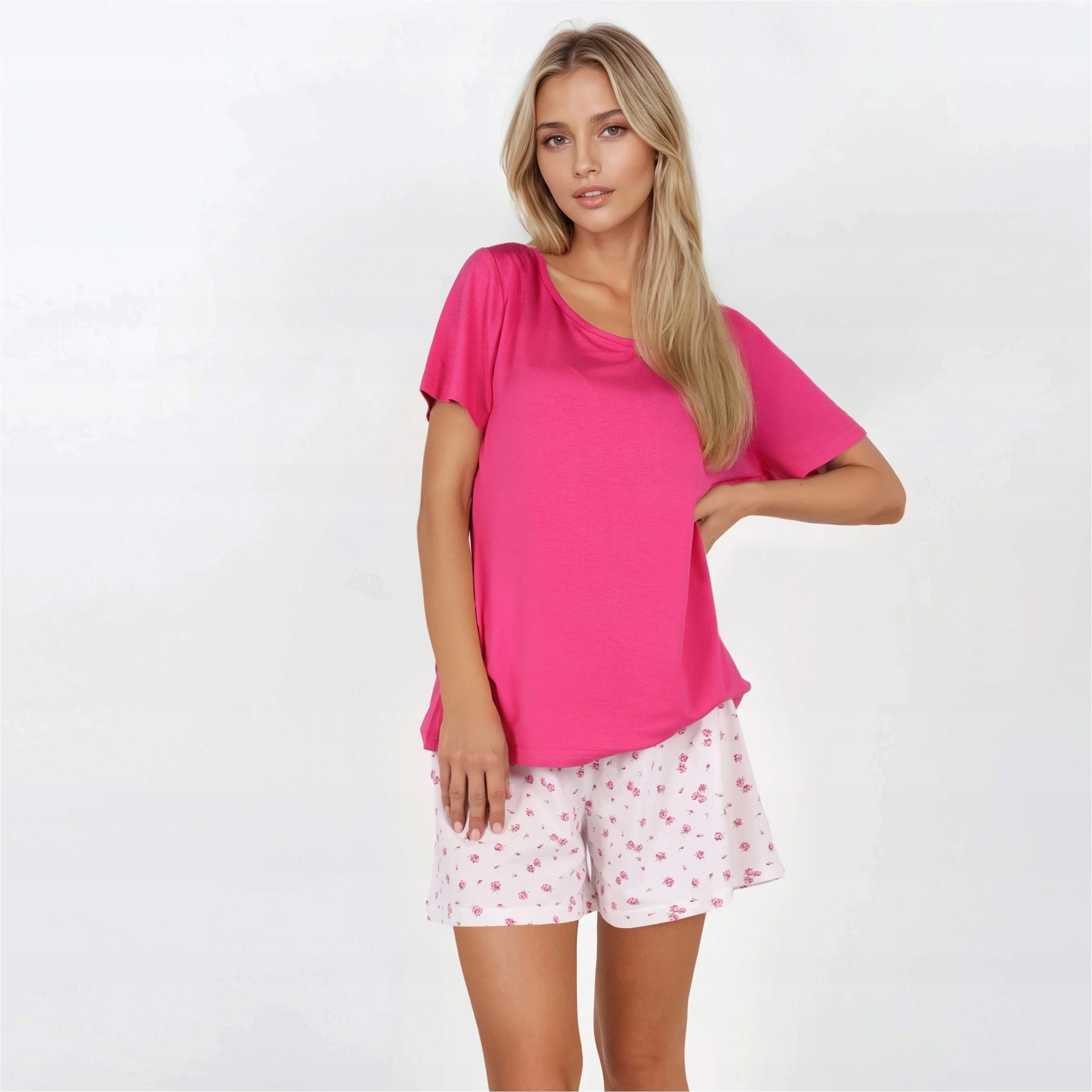 Dámské Pyžamo Momenti Per Me Pink Summer Viskózové s potiskem krátké XL