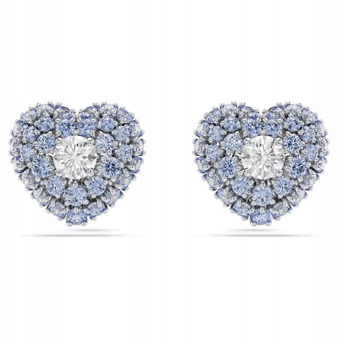Náušnice Swarovski Idyllia Srdce modré krystaly ocel rhodiovaná tyčinka