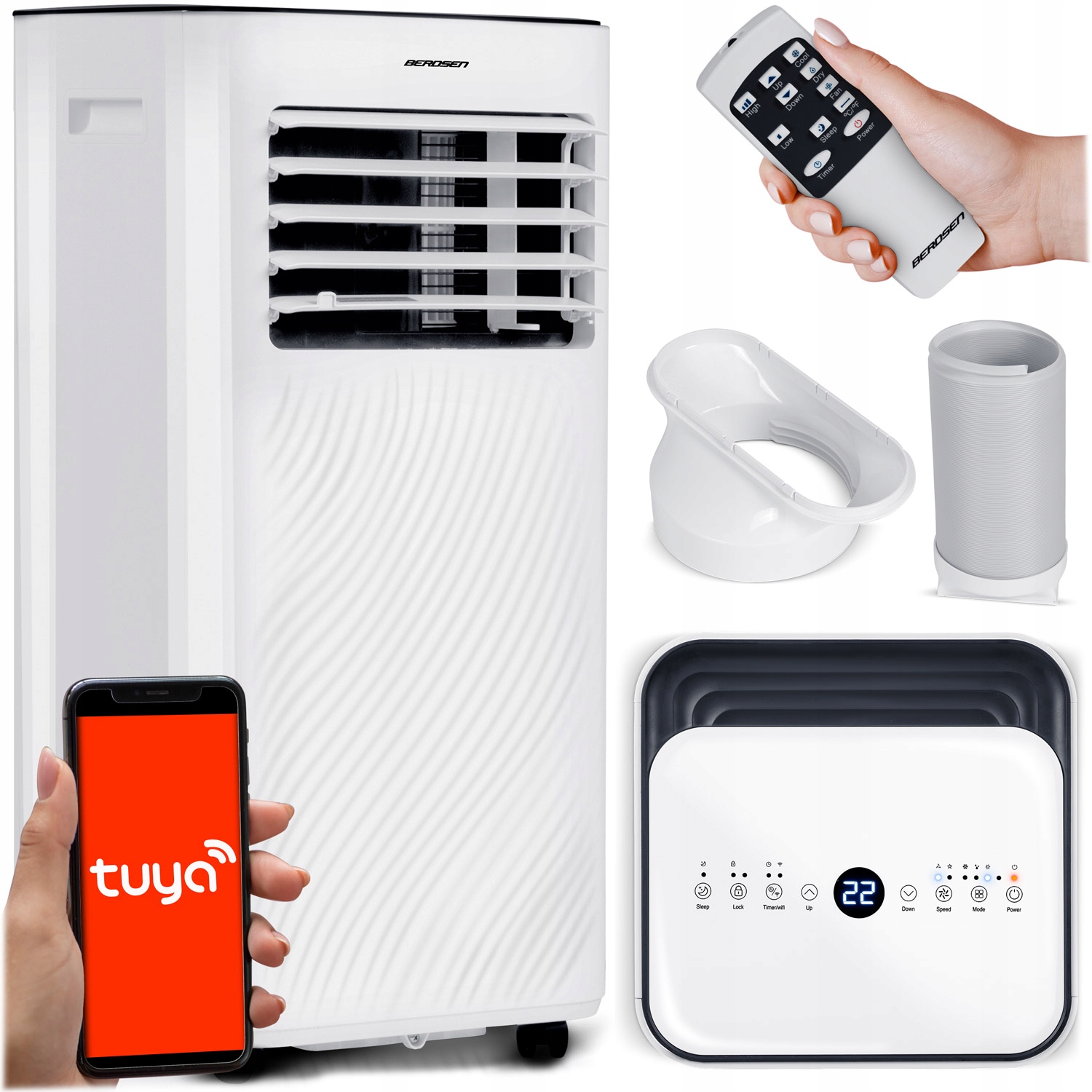 Prenosná Klimatizácia 2,6 kW 30 m2 Odvlhčovač 24 l/24 h WiFi Berdsen 9000 Btu