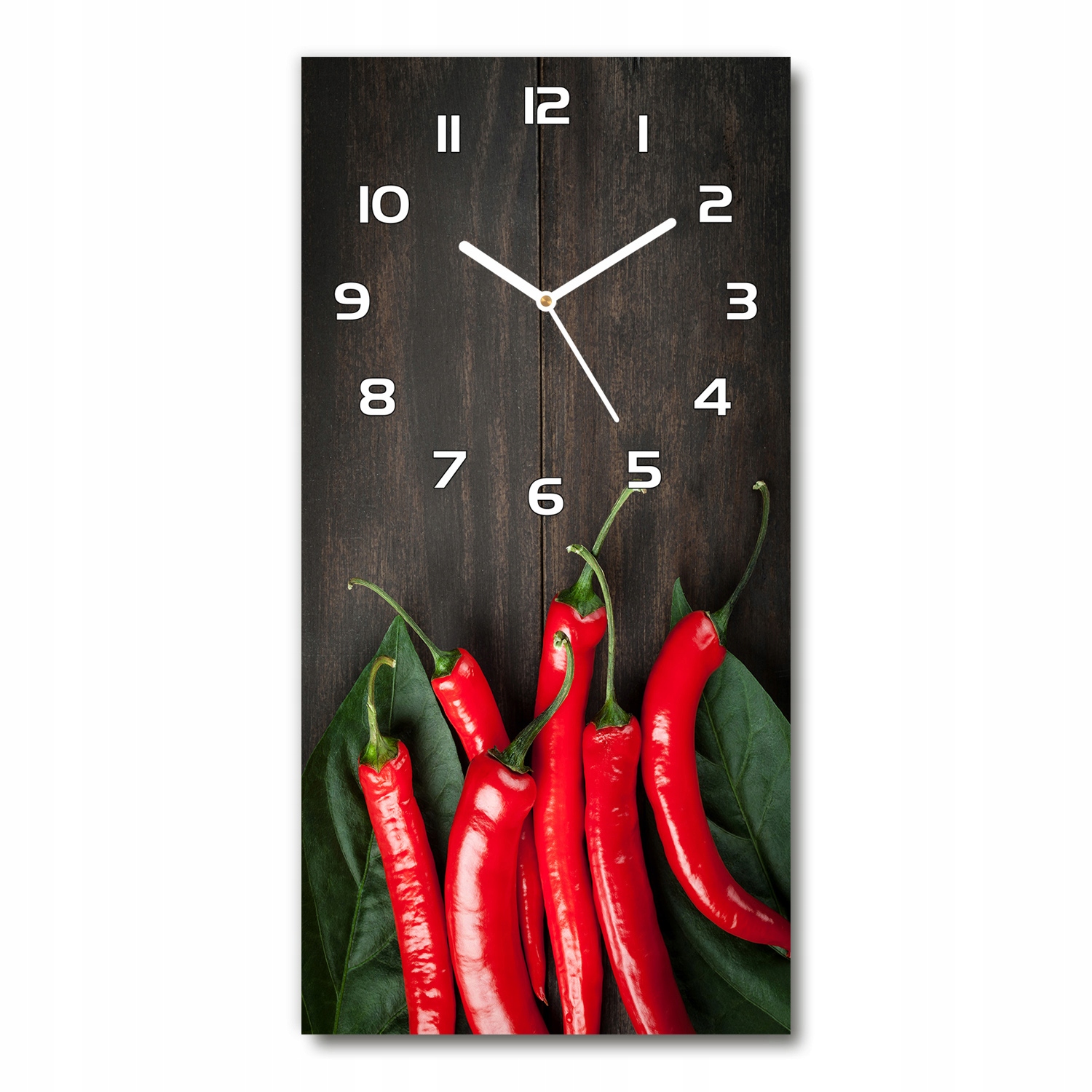 

Zegar ścienny cichy Papryczki chilli 30x60 pionowy