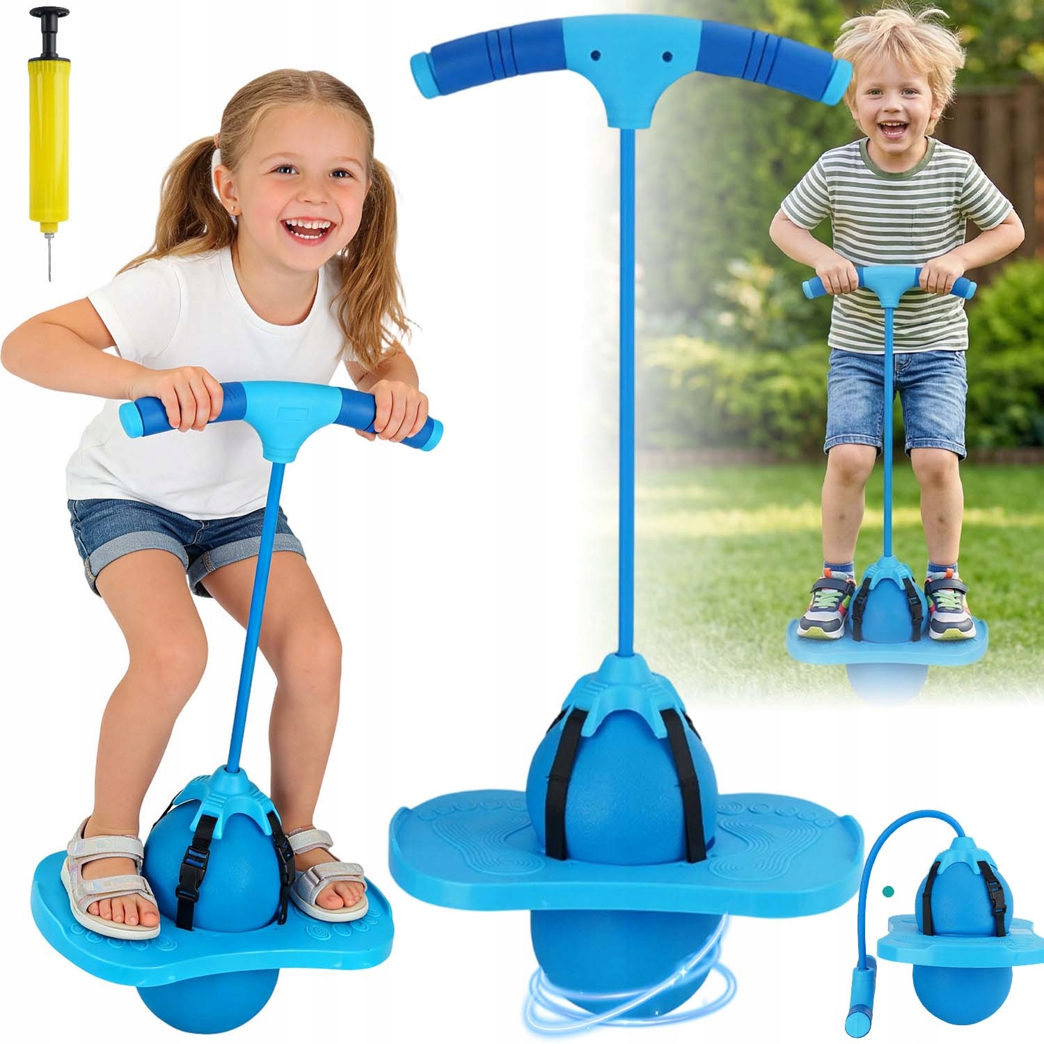 POGO JUMPER SKOCZEK DLA DZIECI DRĄŻEK RÓWNOWAGI JUMPING BALL Z POMP 72CM
