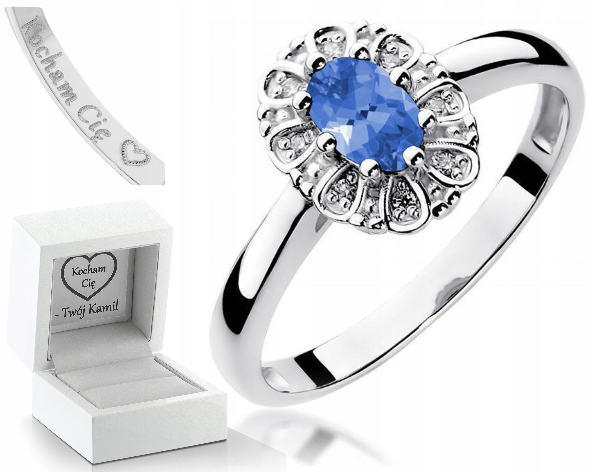 Prstýnek Tanzanit Bílé Zlato 585 Gravírování Bonus