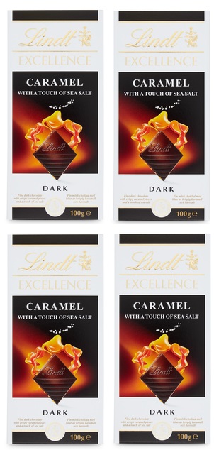 Levně 4x 100g Lindt Hořká čokoláda karamel s mořskou solí