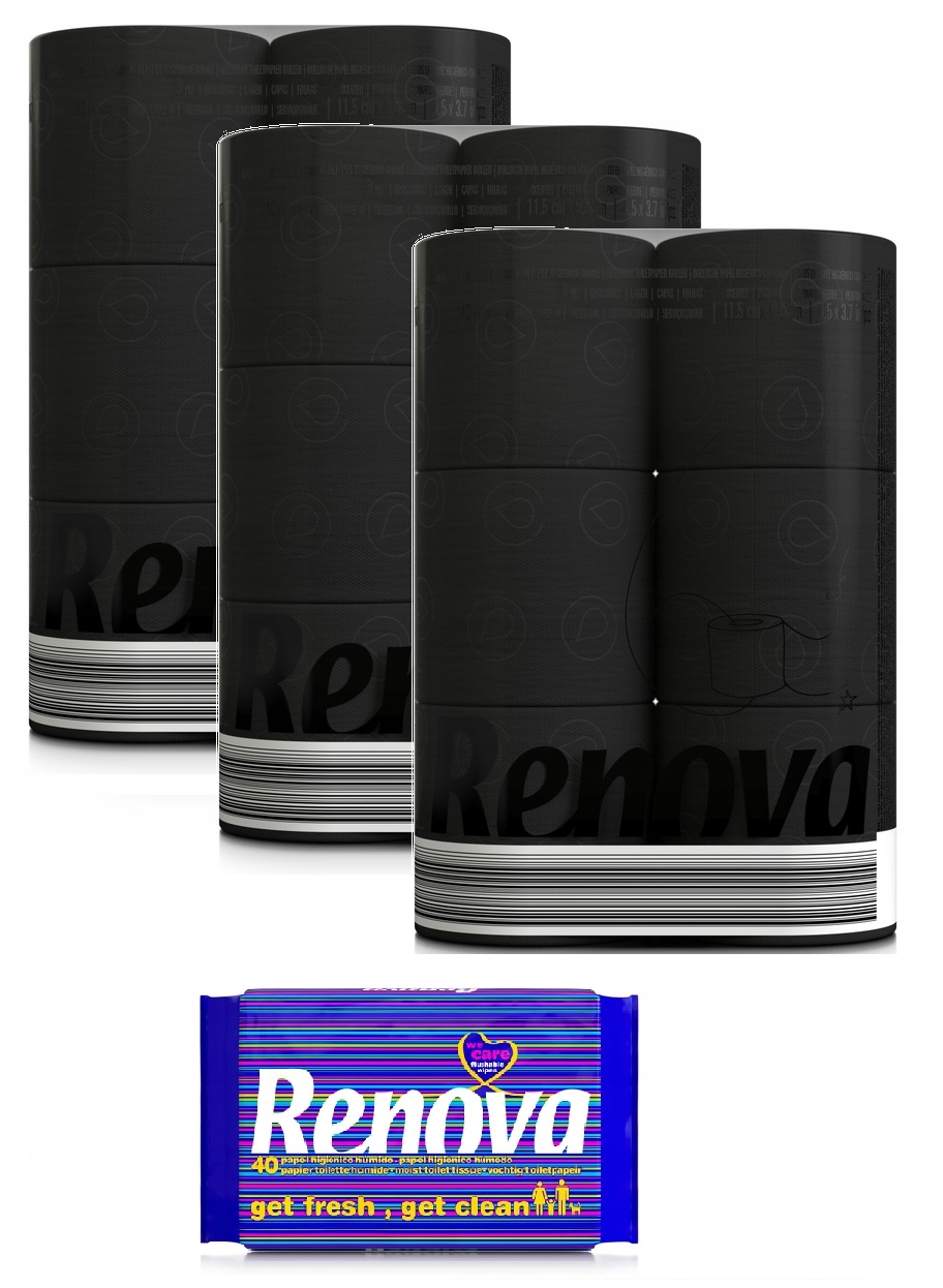 

3x Czarny papier toaletowy Renova 6r