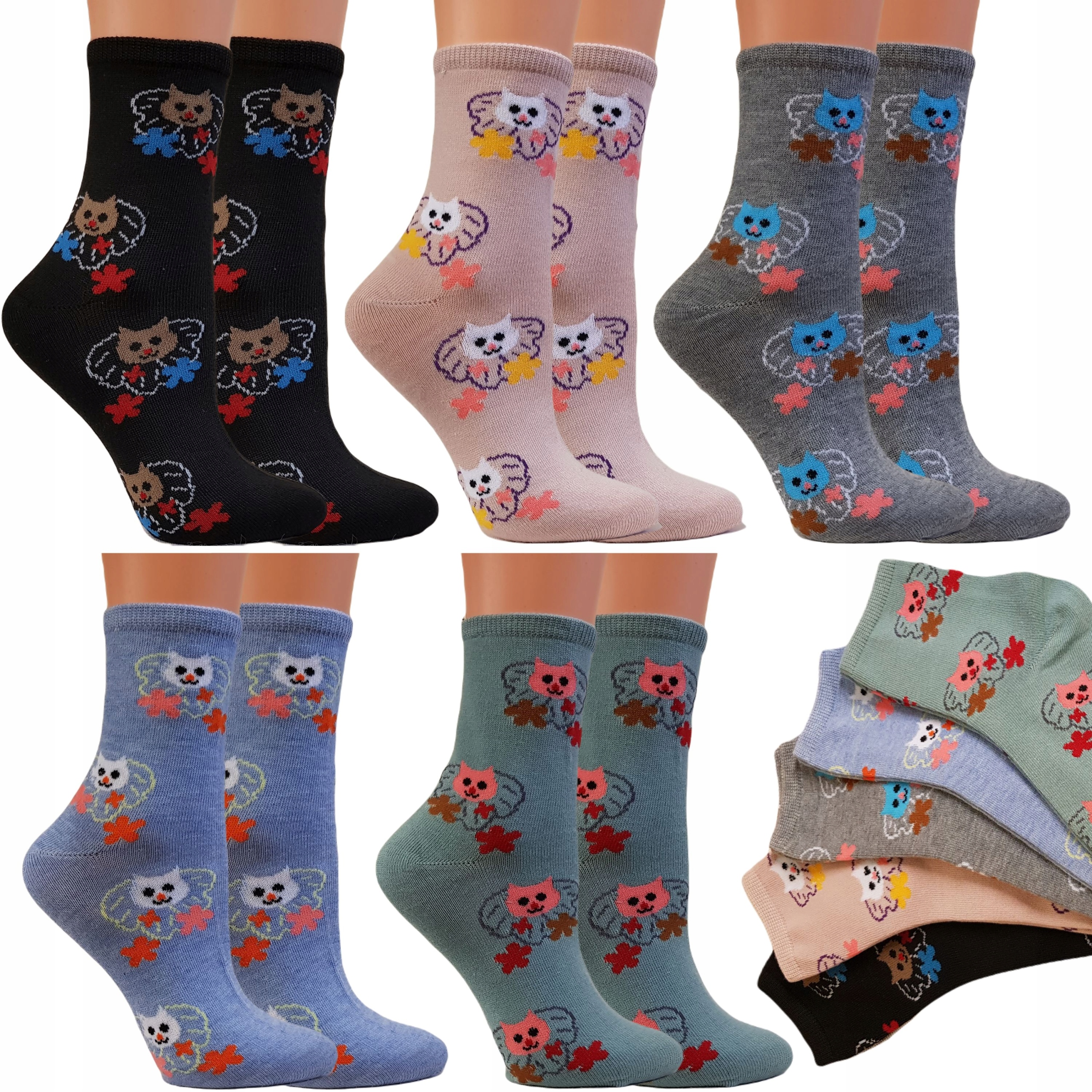 

5 x Skarpety Damskie Bawełniane Kolorowe