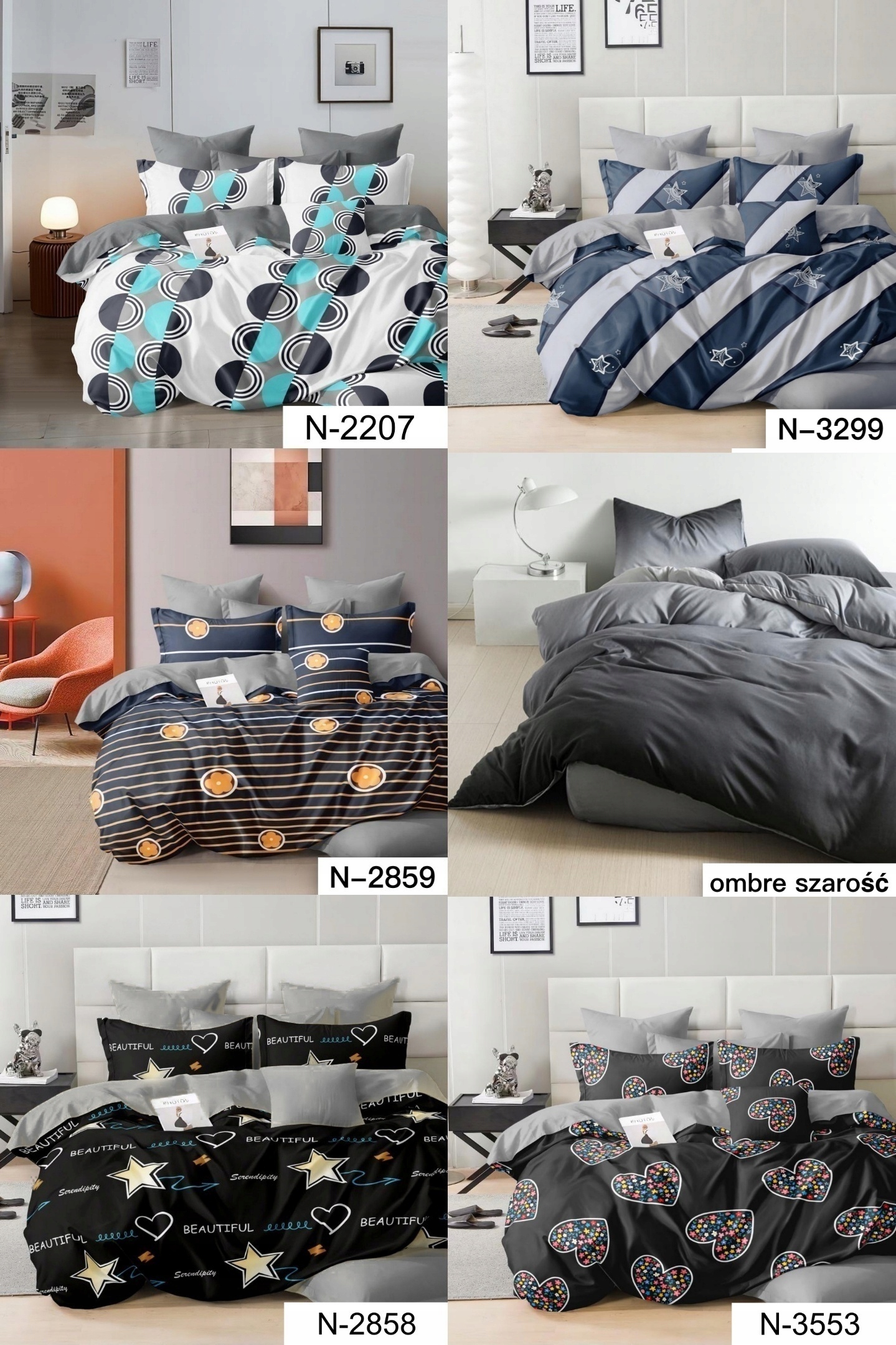 KOMPLET BAWEŁNA SATYNOWA POŚCIEL 160x200 +2 POSZEWKI + PRZEŚCIERADŁO WZORY Marka inna