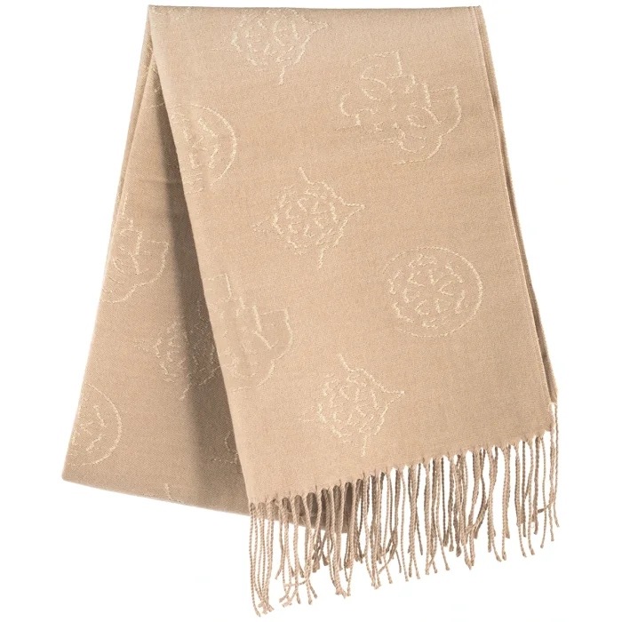 Dámská šála Guess Carmella 50 x 175 cm Jacquard Scarf AW5654 Béžová