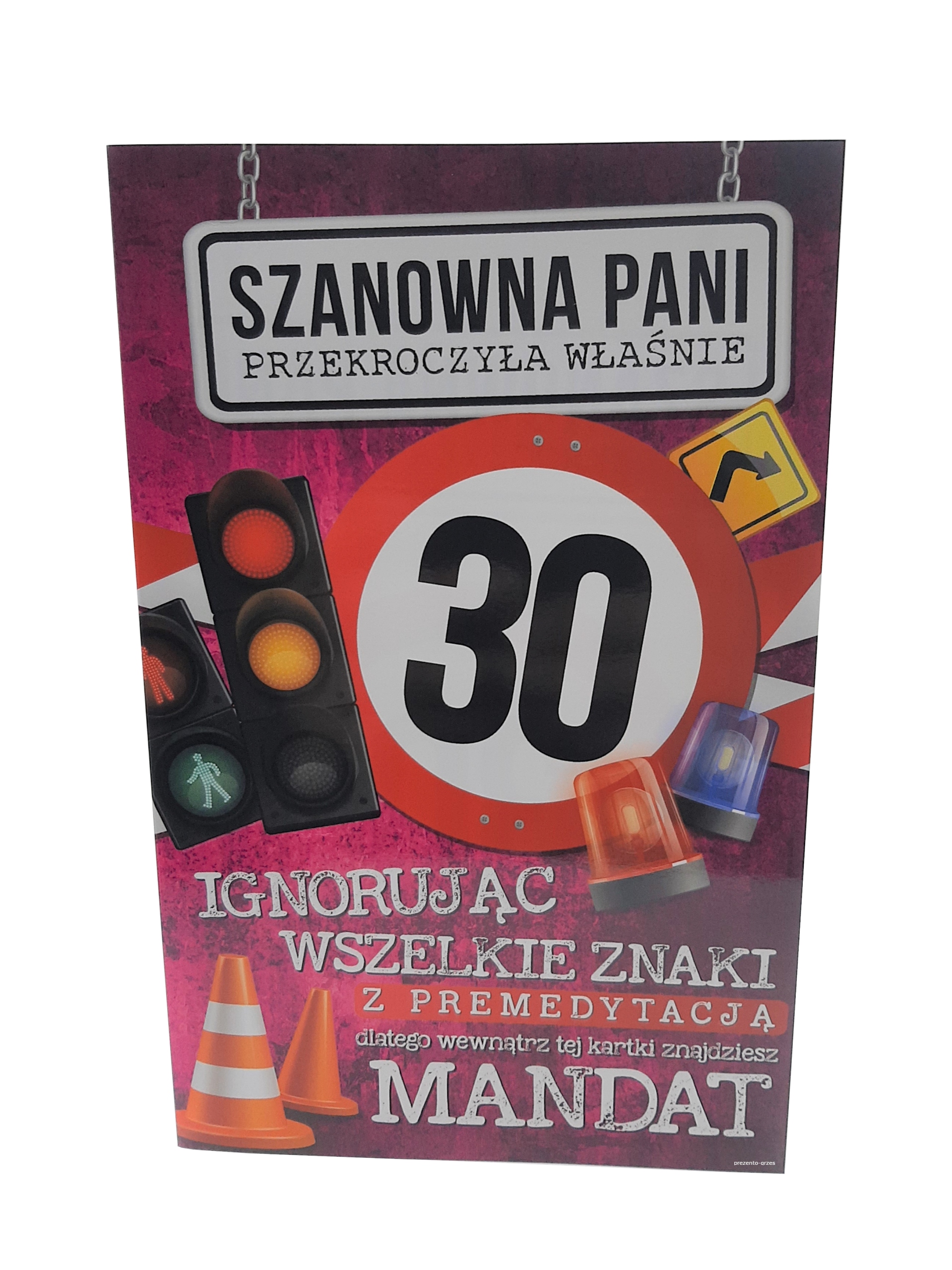 

na 30 urodziny dla kobiety Kartka Mandat