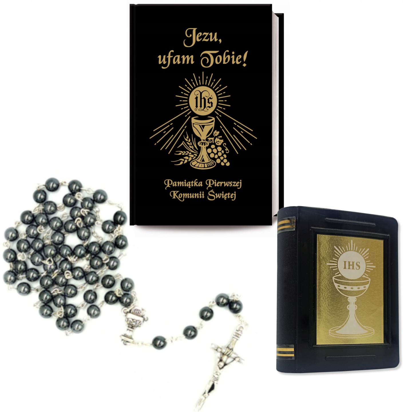 RÓŻANIEC KOMUNIJNY KOMUNIA KSIĄŻECZKA ETUI CZARNY