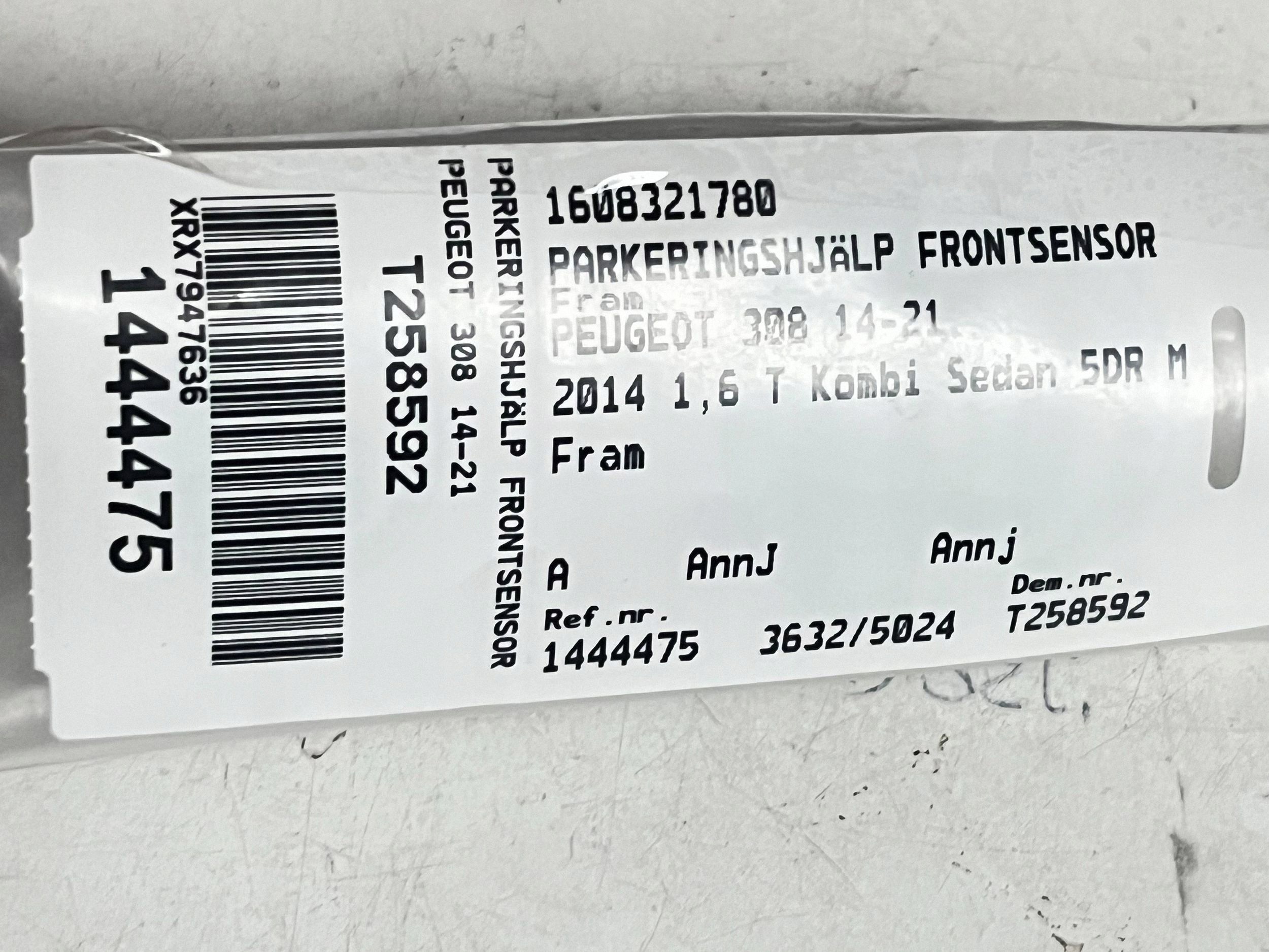 Sensor Parken PDC PEUGEOT 308 1608321780 @A