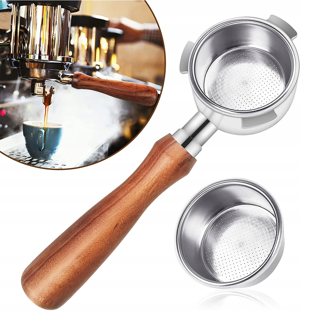 Kávový Filtr Držák Pro DeLonghi EC680/EC685 Dřevěná Rukojeť+nerezová Ocel