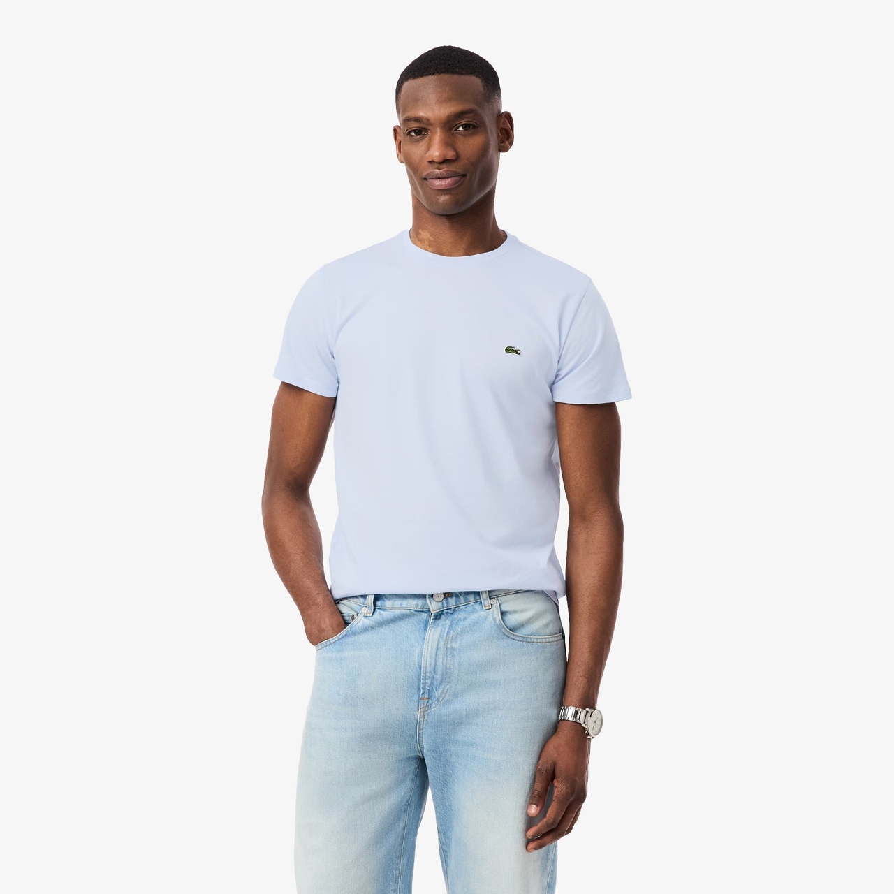Lacoste Tričko Pánské Pima Premium Bleu Clair S