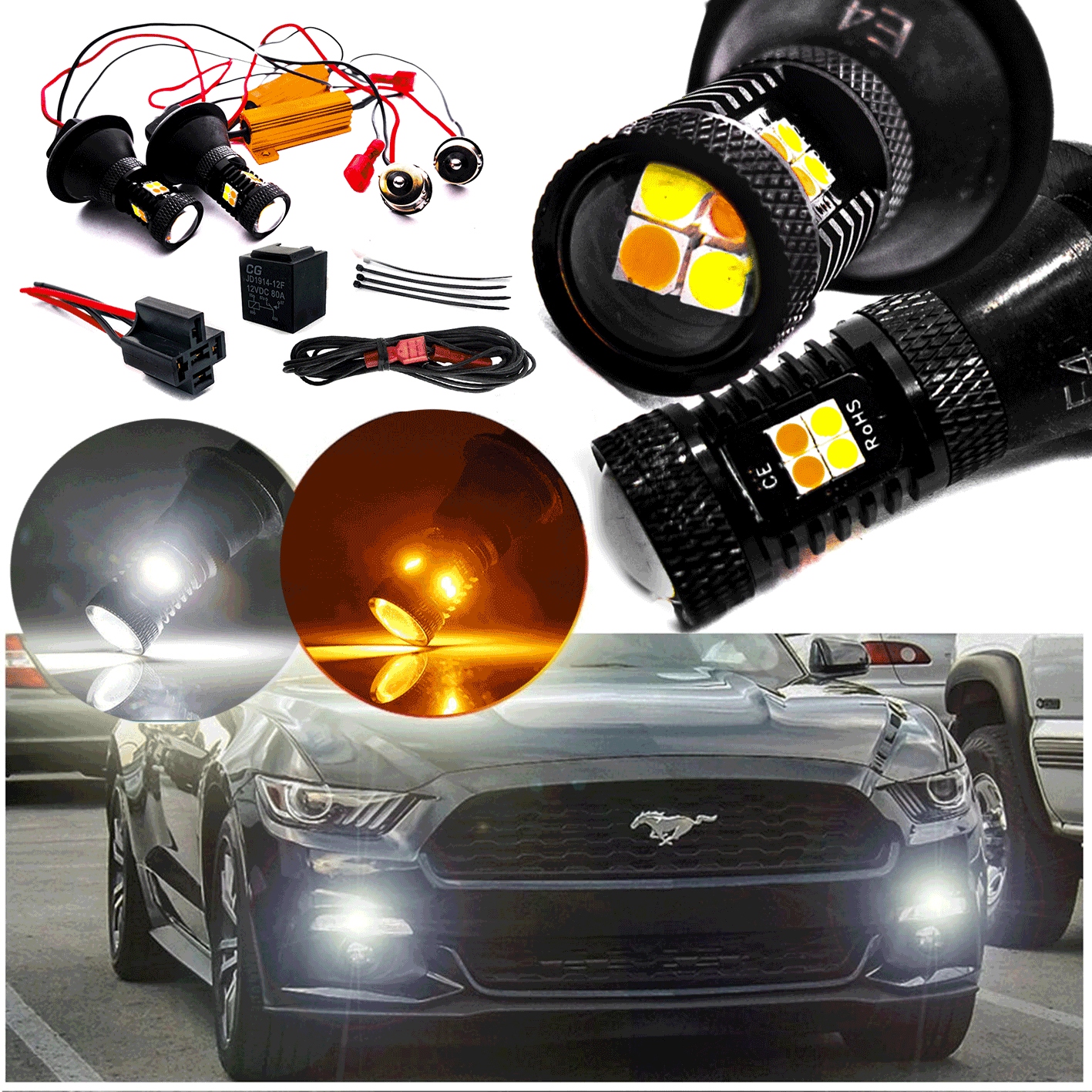 2w1 Swiatla LED DZIENNE i KIERUNKOWSKAZY DRL P21W Type P21W BA15s