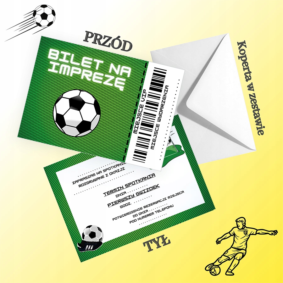 Zaproszenia dla Dzieci Piłka Piłkarskie Urodzinowe ZJ_04 Wysokość produktu 12 cm
