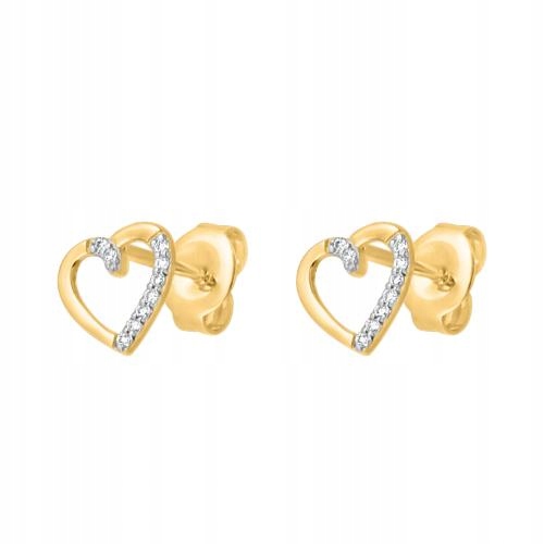 Zlaté Náušnice 585 srdíčka diamanty pro ženy na Valentýna