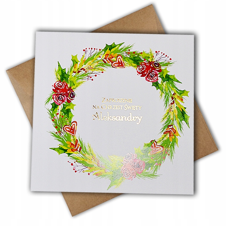 Zaproszenia Chrzest ŚW Personalizowane Złote CUDNE