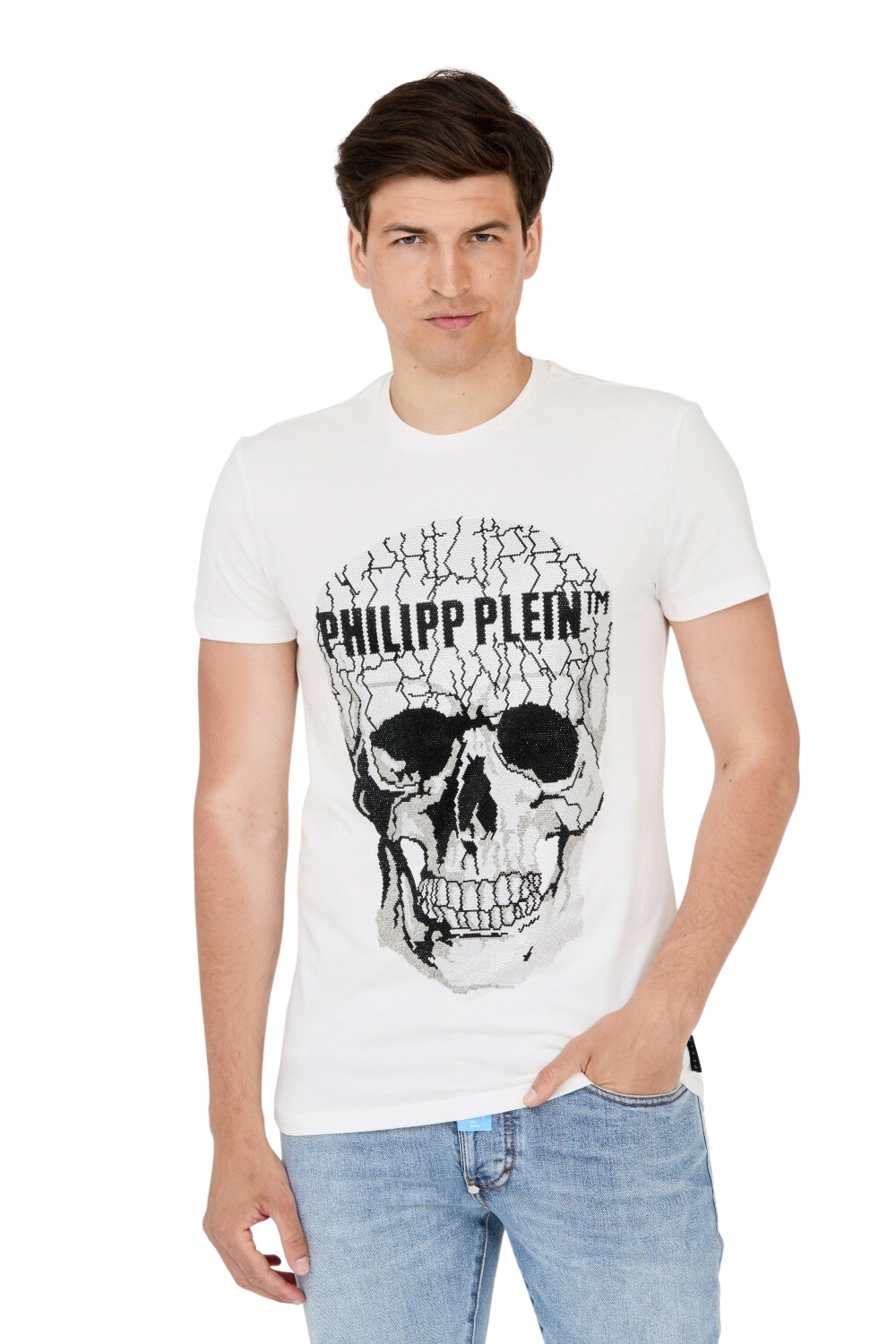 Philipp Plein Tričko bílé s popraskanou lebkou M