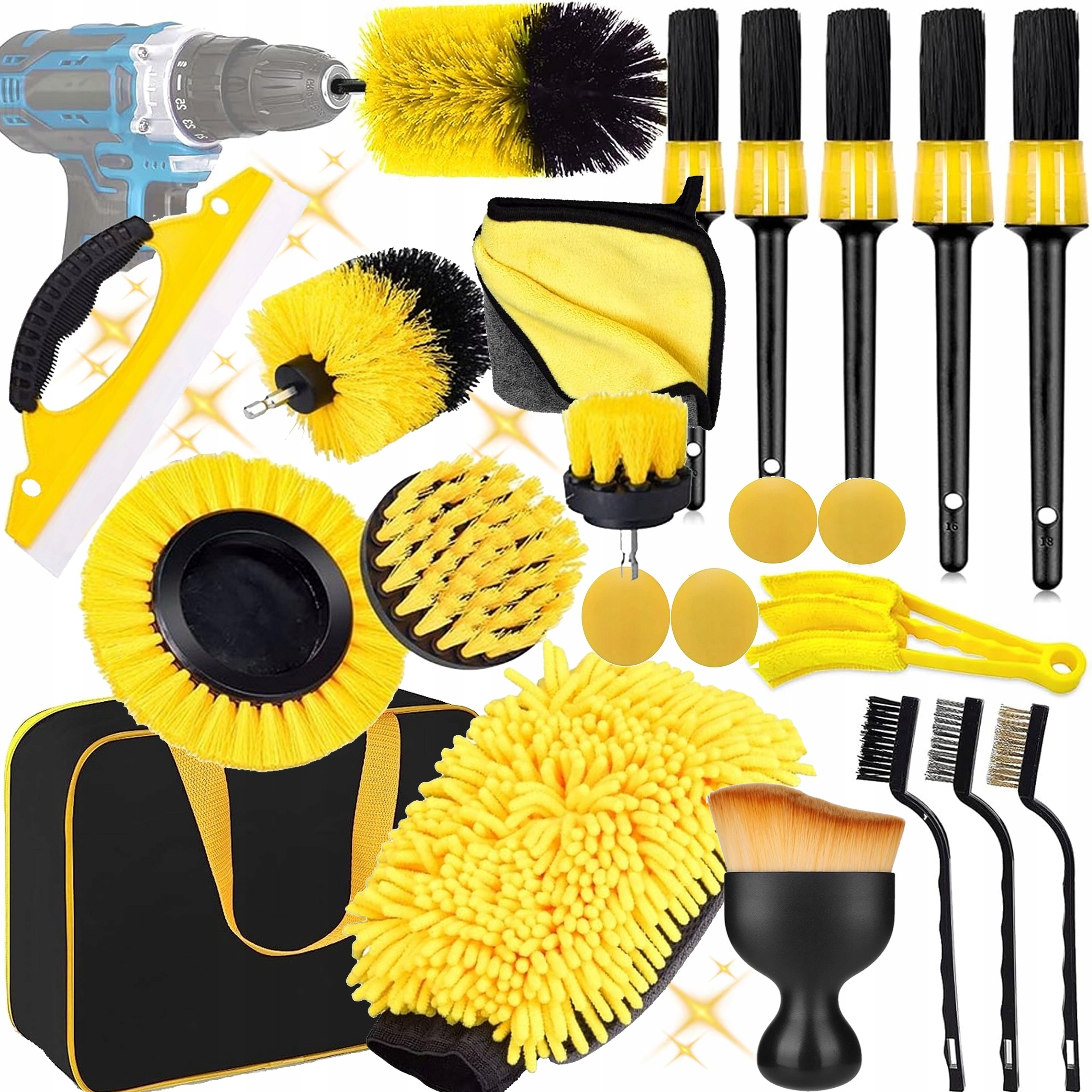 ZESTAW DETALICZNY DO CZYSZCZENIA SAMOCHODU SZCZOTKA PIANOWNICA