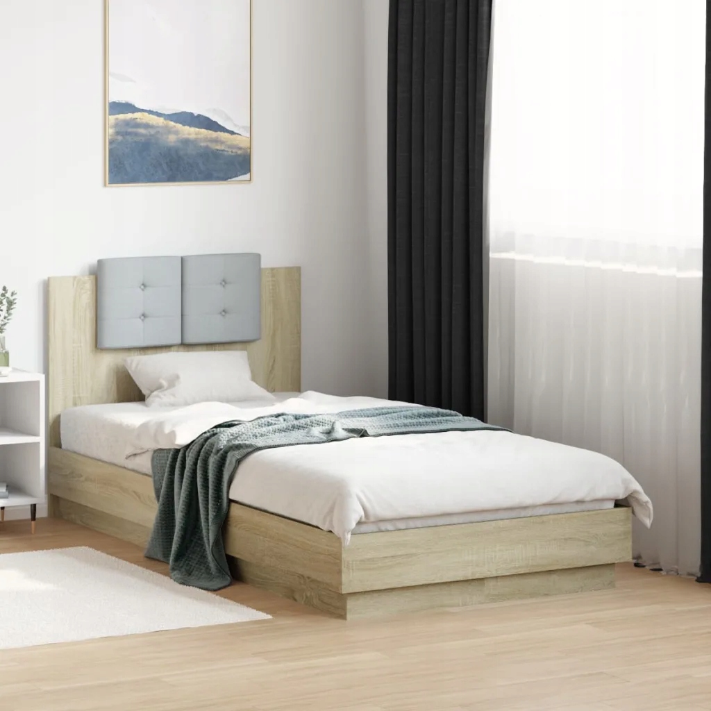 Rám postele s čelem dub sonoma 90 x 190 cm kompozitní dřevo Hnědá 3209970