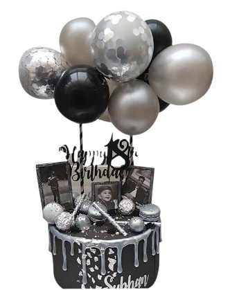 

Topper Balony Czarno Srebrne Dekoracja Na Tort 810