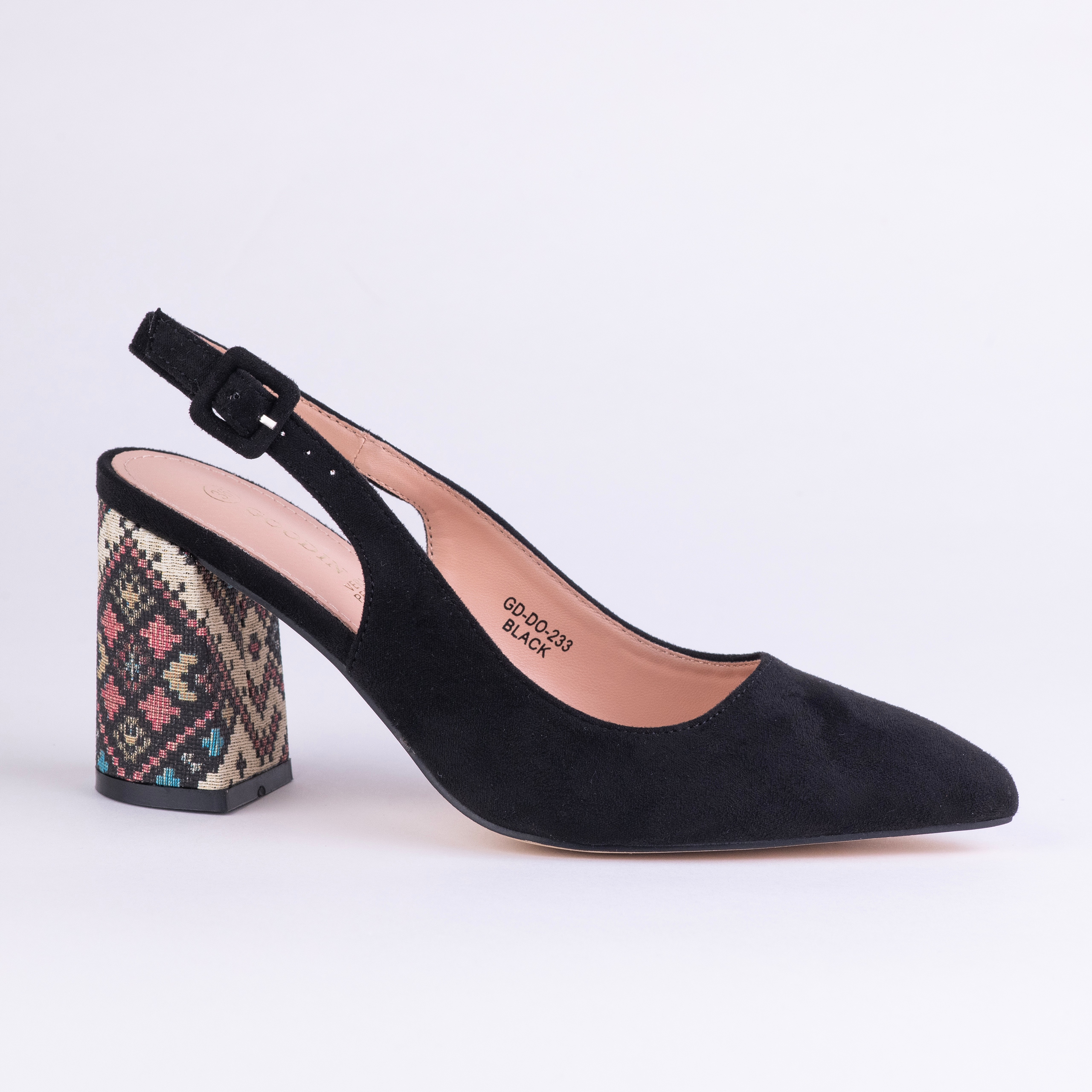 Czółenka Damskie Goodin GD-DO-233 słupek, zamsz skóra czarne 41