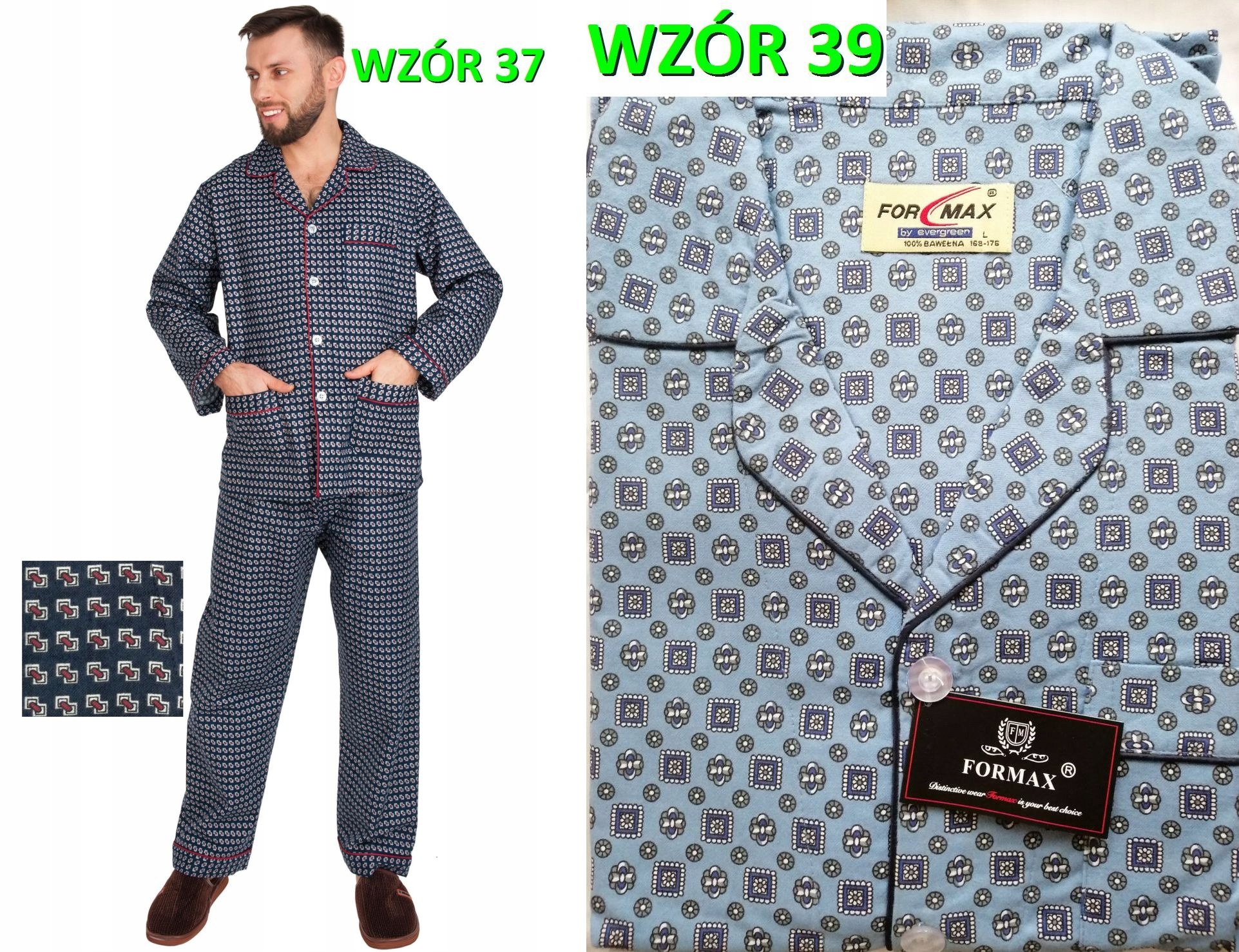 PIŻAMA MĘSKA FLANELOWA FLANELA r.XL FOR-MAX Materiał dominujący bawełna