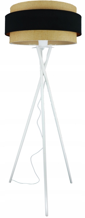 Podlahová lampa Duo. Boho Čierny velúr a Juta. Trojnožka