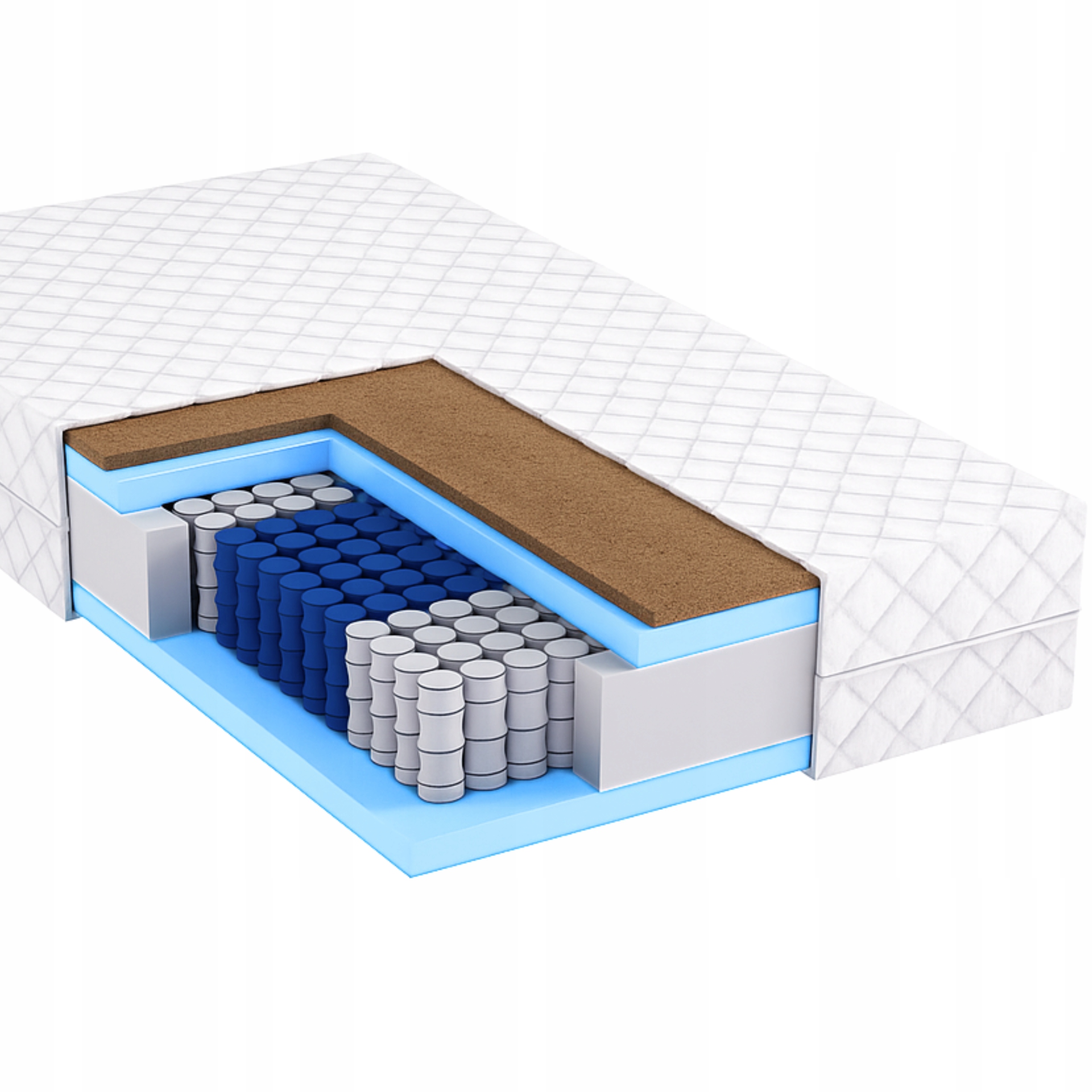 Materac 120x200 kieszeniowy 7 stref średnio-twardy kokos H3 H2 pocket 21 cm