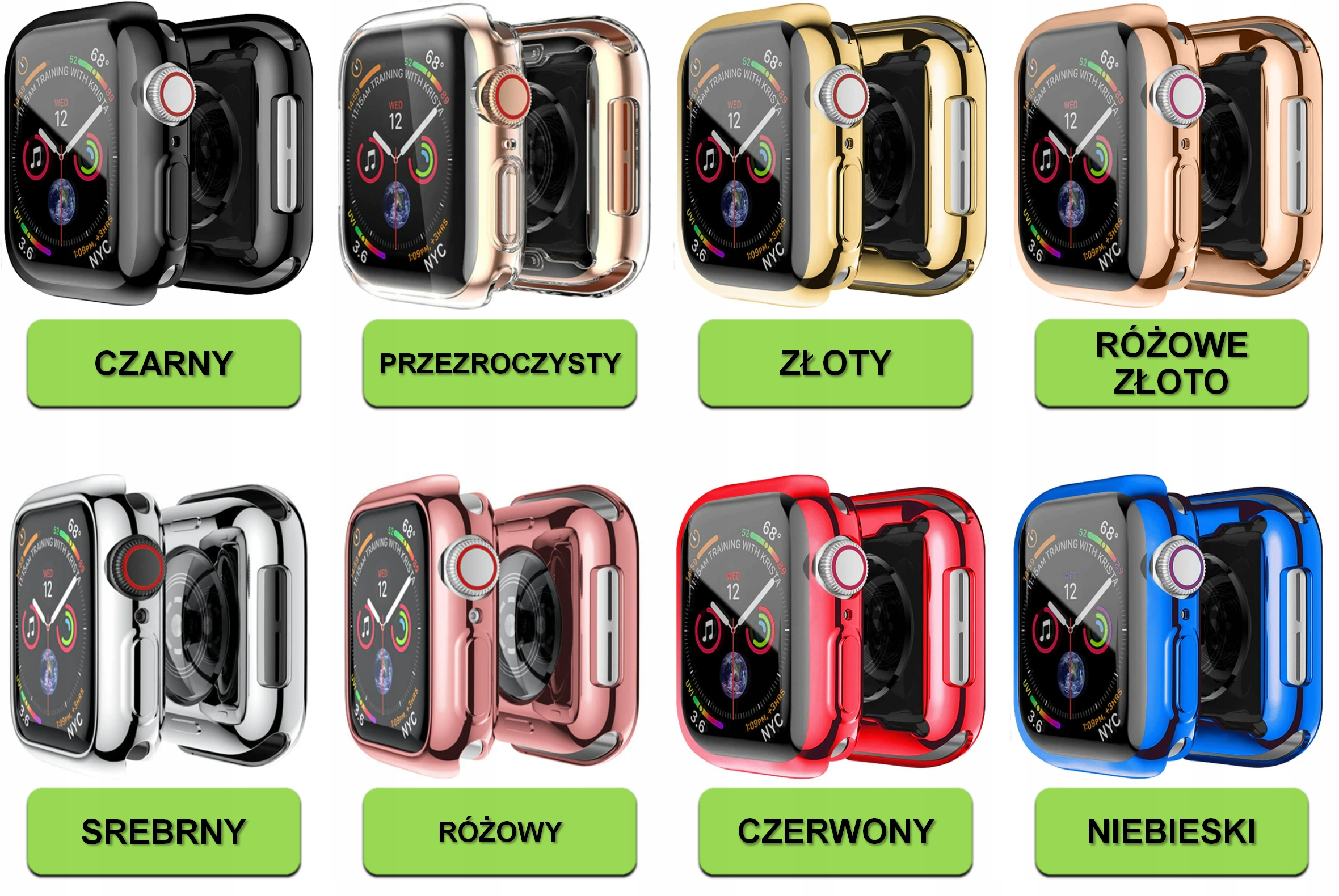 CASE ETUI 2w1 DO APPLE WATCH 4 5 6 SE 40MM NAKŁADKA OBUDOWA | SUPER KOLORY Kolor bezbarwny