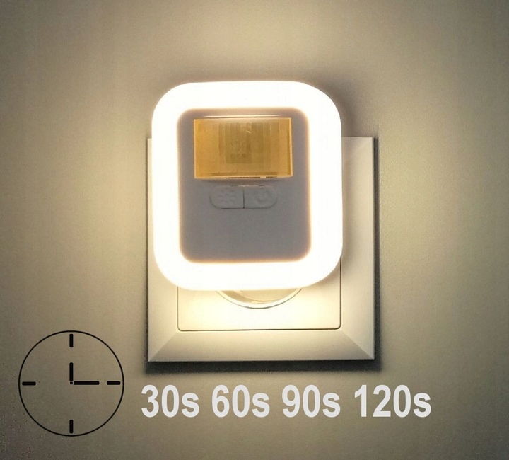 LAMPKA NOCNA LED KONTAKT CZUJNIK RUCHU ZMIERZCHU 10 TRYBY 1szt. Kolor dominujący biały